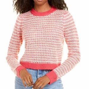 Wayf Striped Sweater Pink White Size Medium